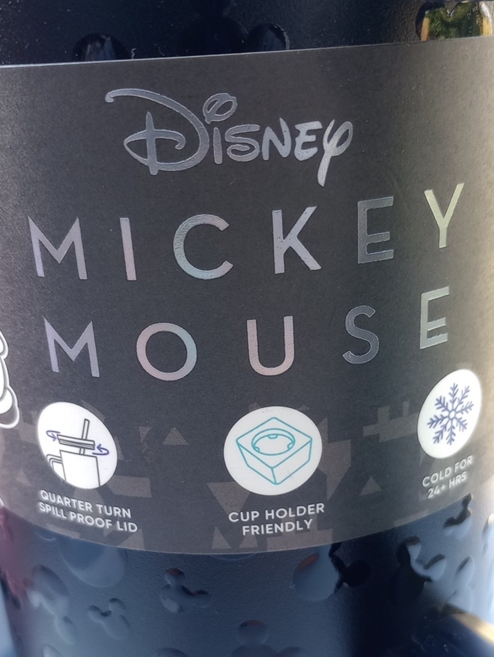 New Disney Black Mickey Mouse Travel Tumbler with Handle and Straw 40 oz Trek - Picture 3 of 8